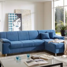 Living room interior in blue tones: features, photo-1