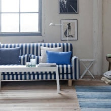 Living room interior in blue tones: features, photo-7