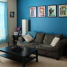 Living room interior in blue tones: features, photo-8
