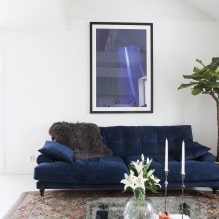 Living room interior in blue tones: features, photo-4