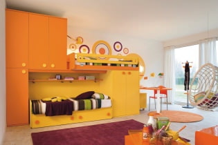 Orange Farbe im Kinderzimmer: Funktionen, Fotos