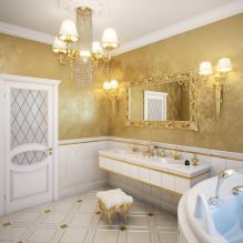 Fürdőszoba belső kialakítása arany színben -2