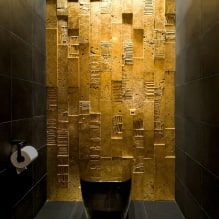 Fürdőszoba belső kialakítása arany színben -7