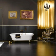 Fürdőszoba belső kialakítása arany színben -6