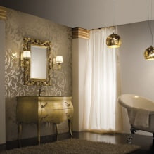 Fürdőszoba belső kialakítása arany színben -4