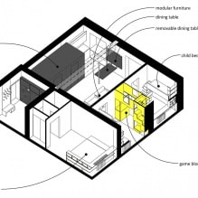 การออกแบบที่ทันสมัยของอพาร์ทเมนต์สามห้องขนาด 80 ตร.ม. ม. ในมอสโก-3