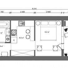 Modernes Design eines Studio-Apartments von 24 qm. m-2